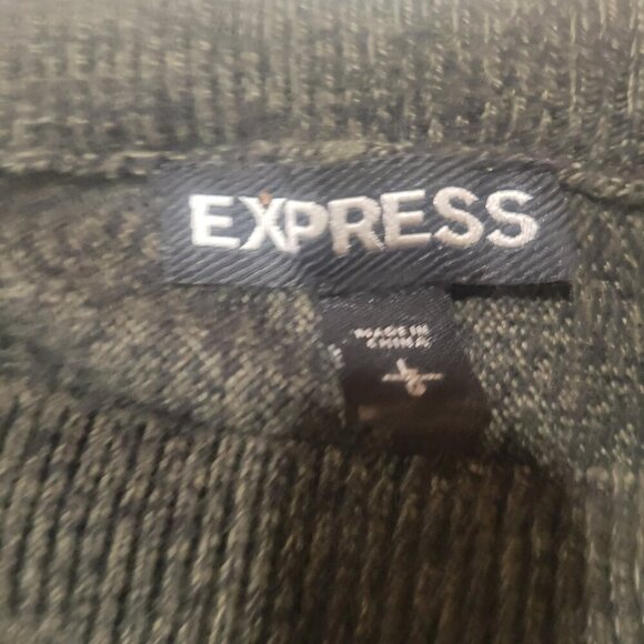 Express Olive Heather Hi-Lo, 3/4 Sleeved Sweater - Size L - Picture 5 of 9
